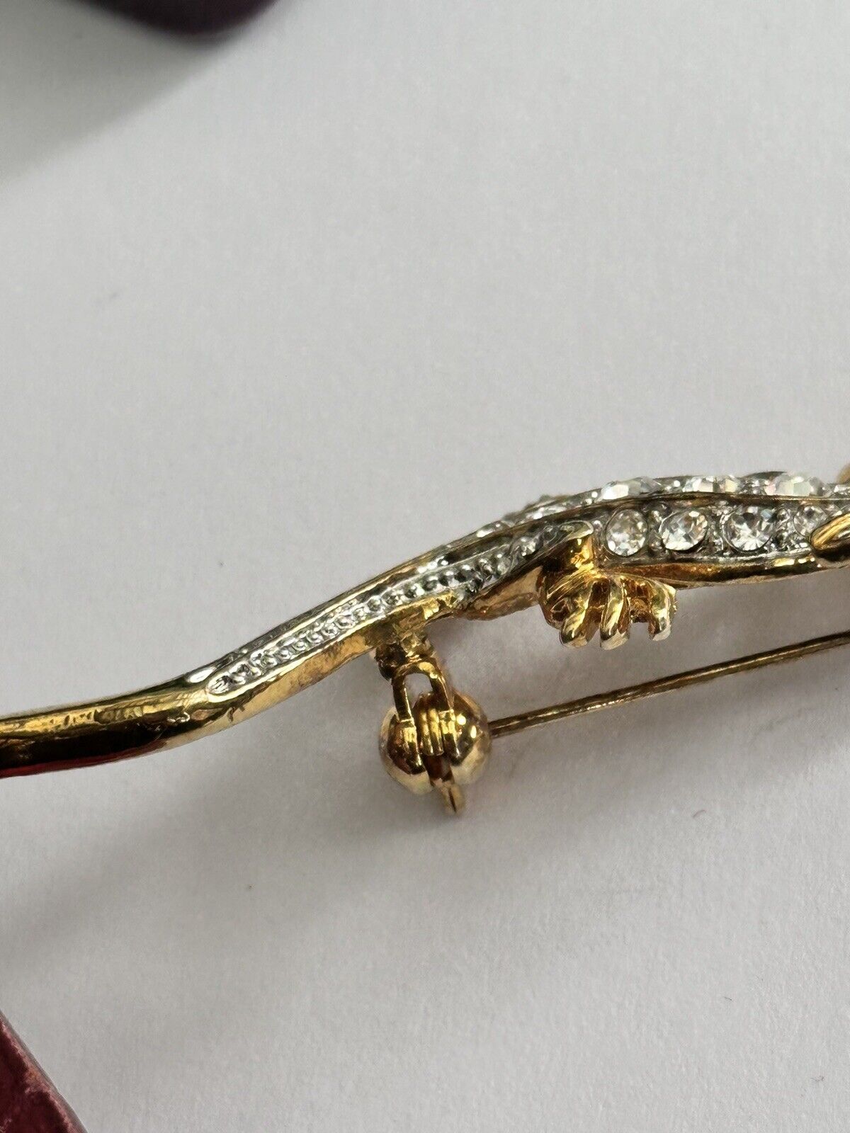 Vintage Gold Tone Diamanté Lizard Brooch