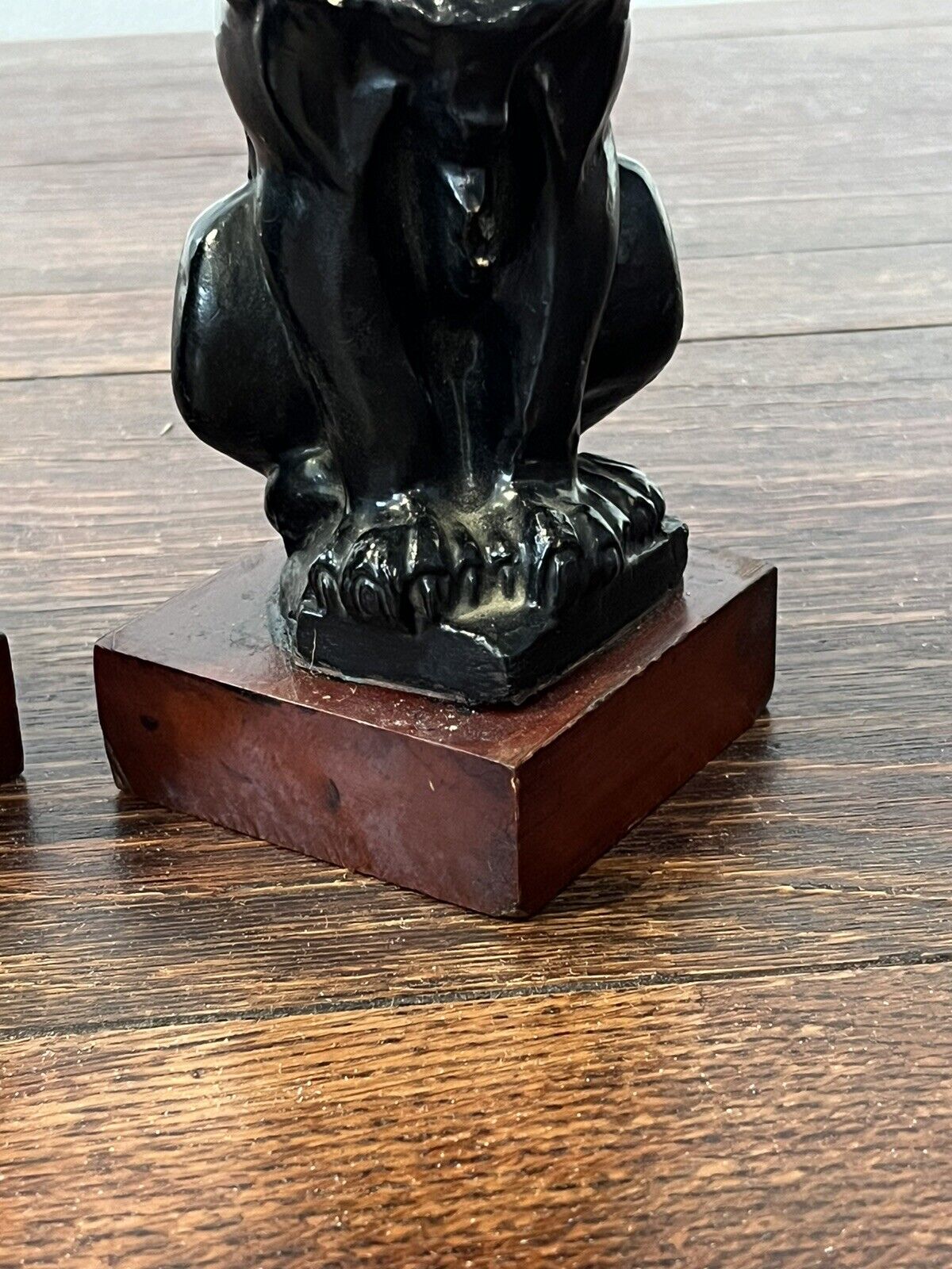 Edwardian Lion Figures On Wooden Bases