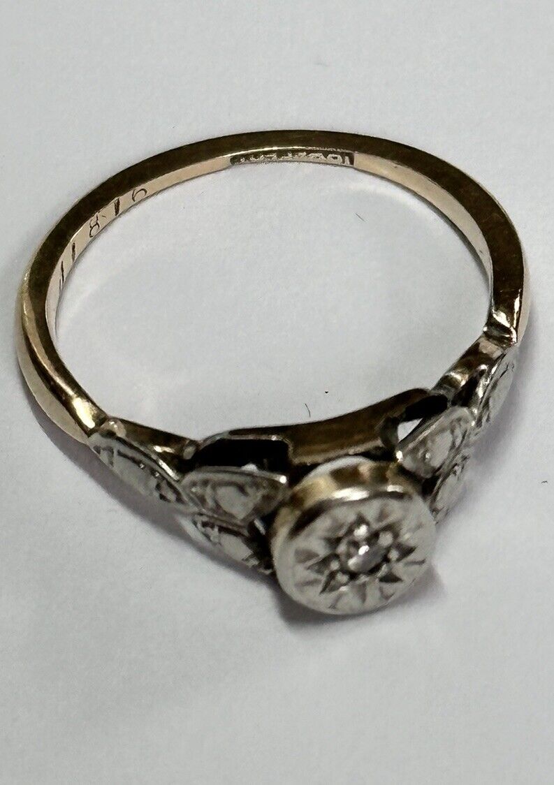 Deco 18ct Gold And Platinum Diamond Solitaire Ring