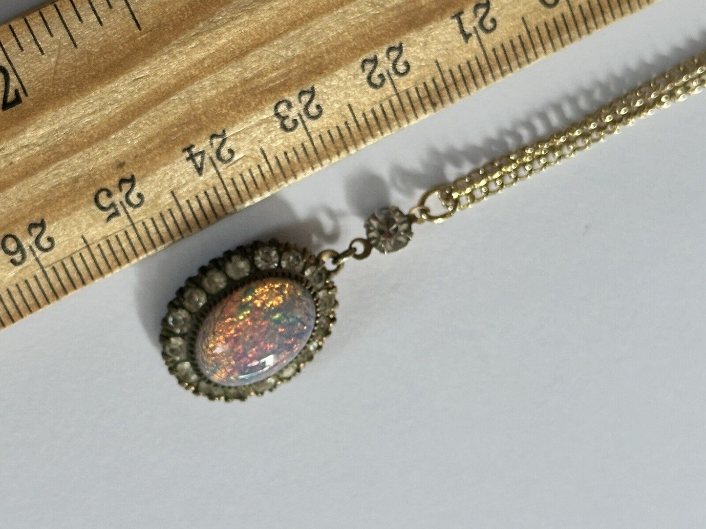 Vintage Dragons Breath Foiled Paste Pendant Necklace