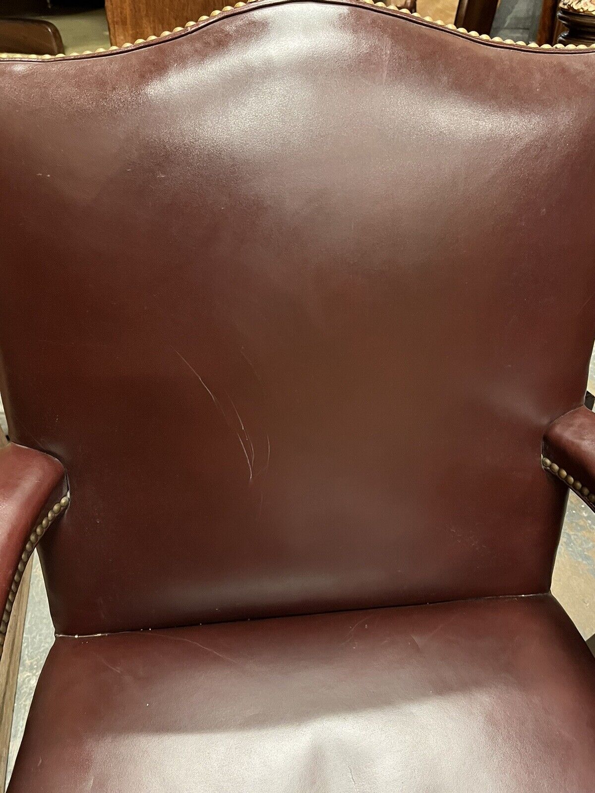 Gainsborough Burgundy Leather Armchairs, Mahogany Frames, Superb Quality
