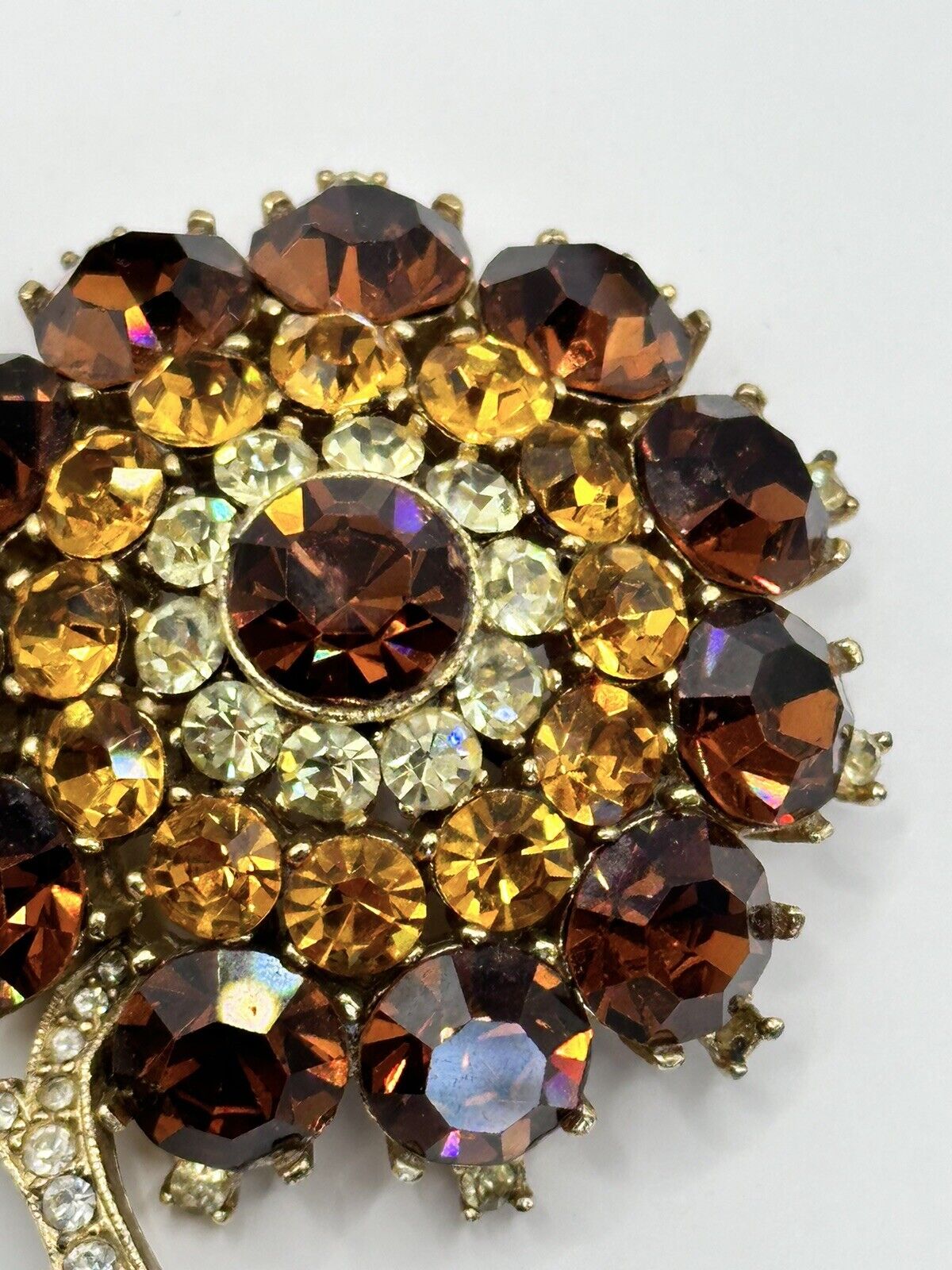 Vintage Sphinx Signed Gold Tone Flower Statement  Brooch