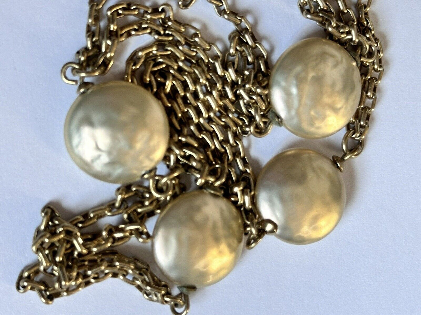 Vintage Anne Klein Gold Plated Faux Pearl Necklace