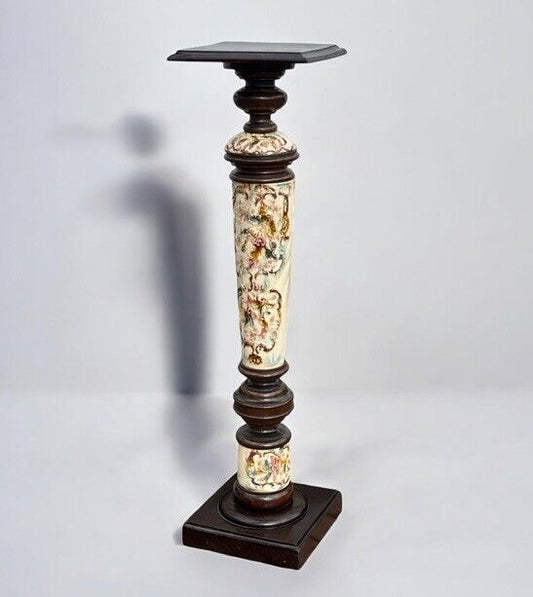 Art Nouveau stand in earthenware and ebonised wood.