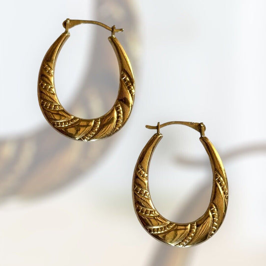 Vintage 9ct Yellow Gold Creole Hoop Earrings