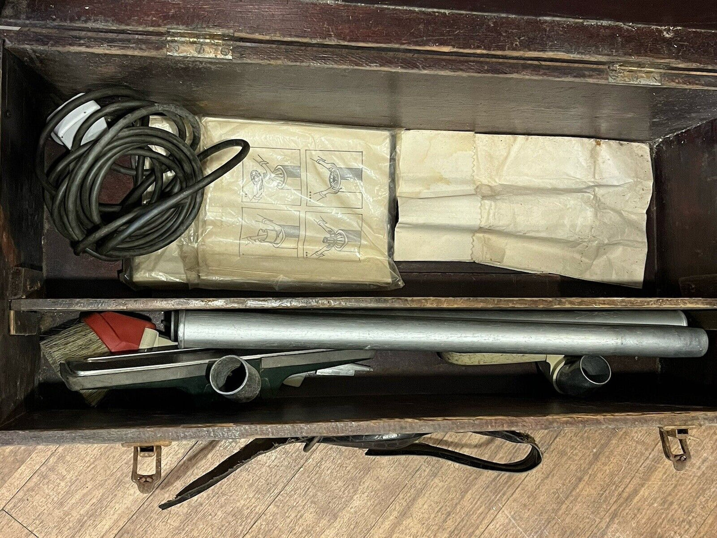 Vintage Electrolux Cylinder Vacuum Cleaner In Wooden Box