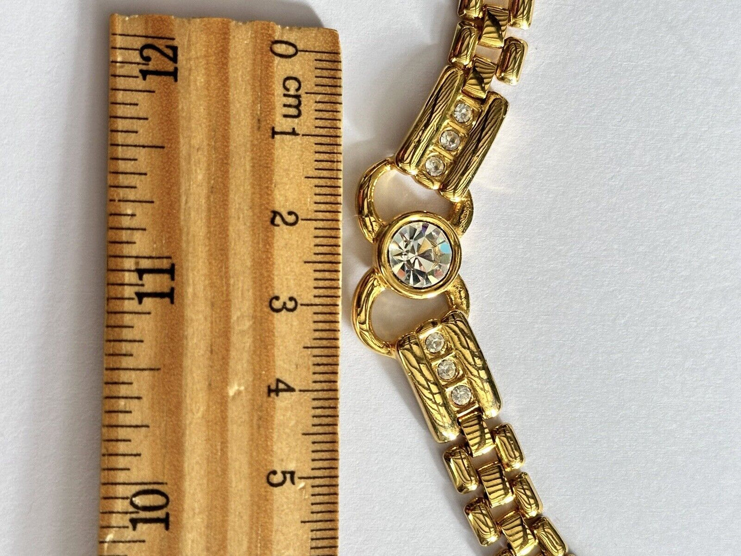 Vintage 1980s Gold Plated Diamanté Necklace