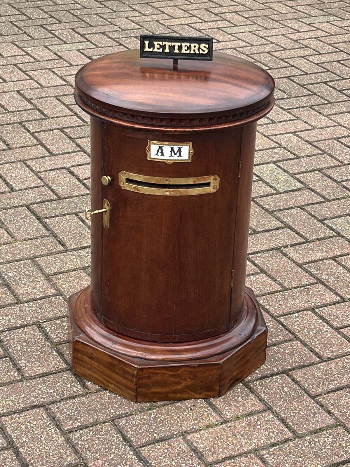 Antique Country House Letter/ Pillar Box, With Working Key & Lock. LARGE IN SIZE