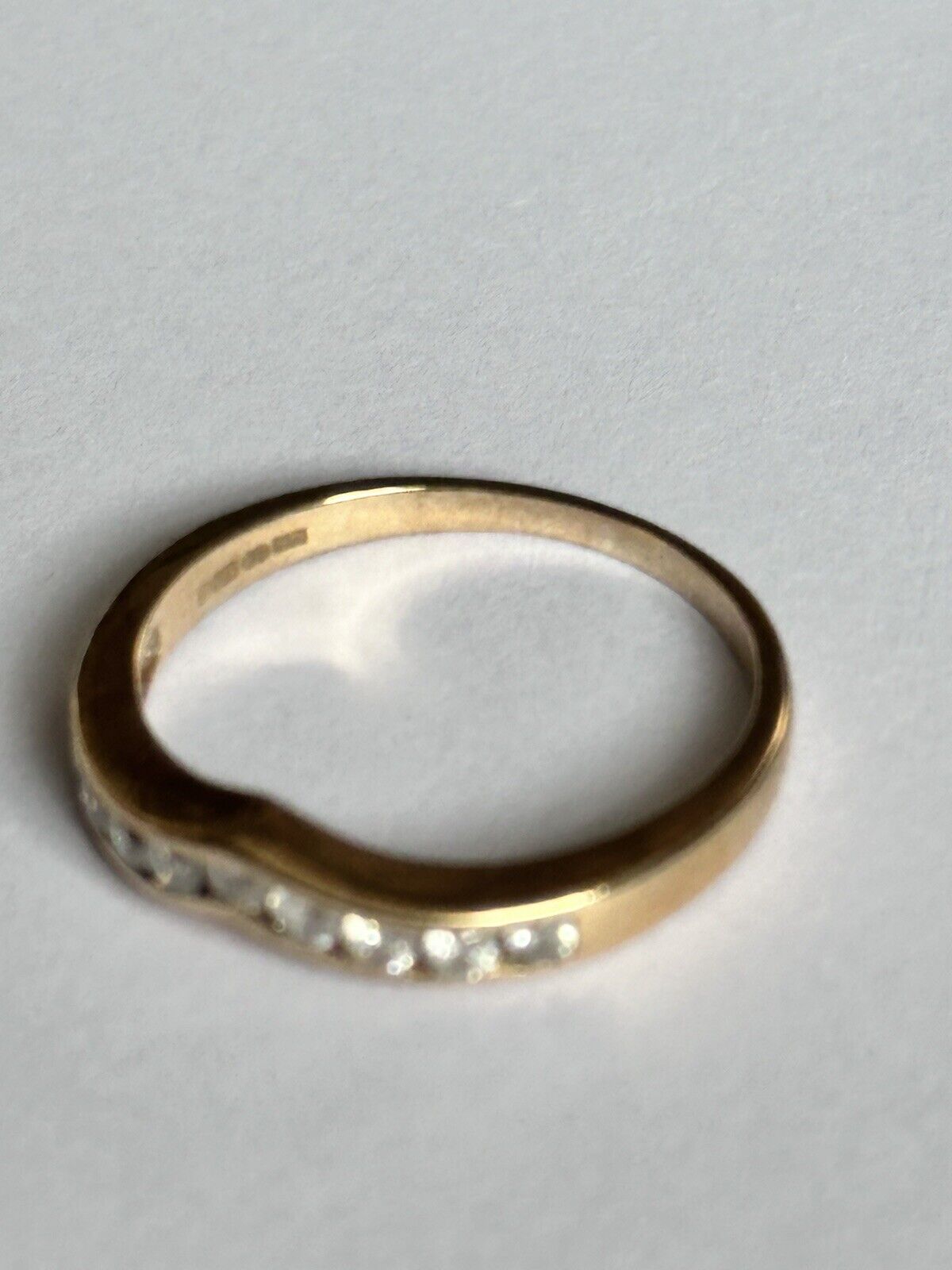 Vintage 9ct Gold 0.33ct Diamond Channel Set Wishbone Ring