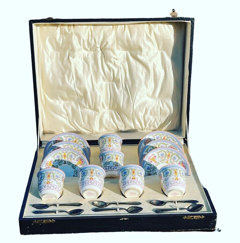 Antique Royal Worcester Coffee Set In Original Box