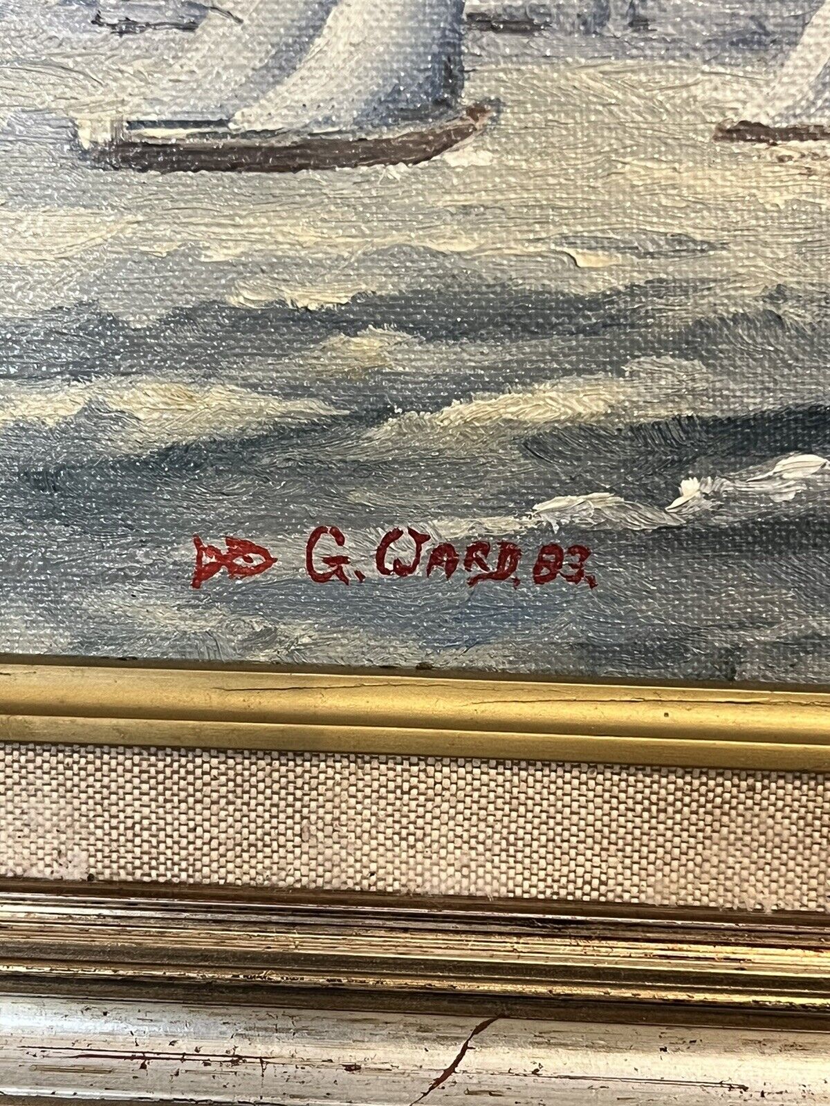 Marine Oil Painting, Signed G Ward And Dated