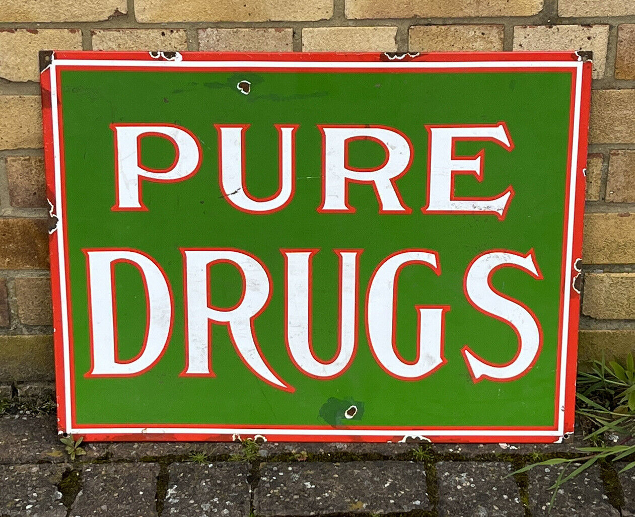Drugstore Enamel Sign, large in size, heavy and good quality. WE SHIP WORLDWIDE