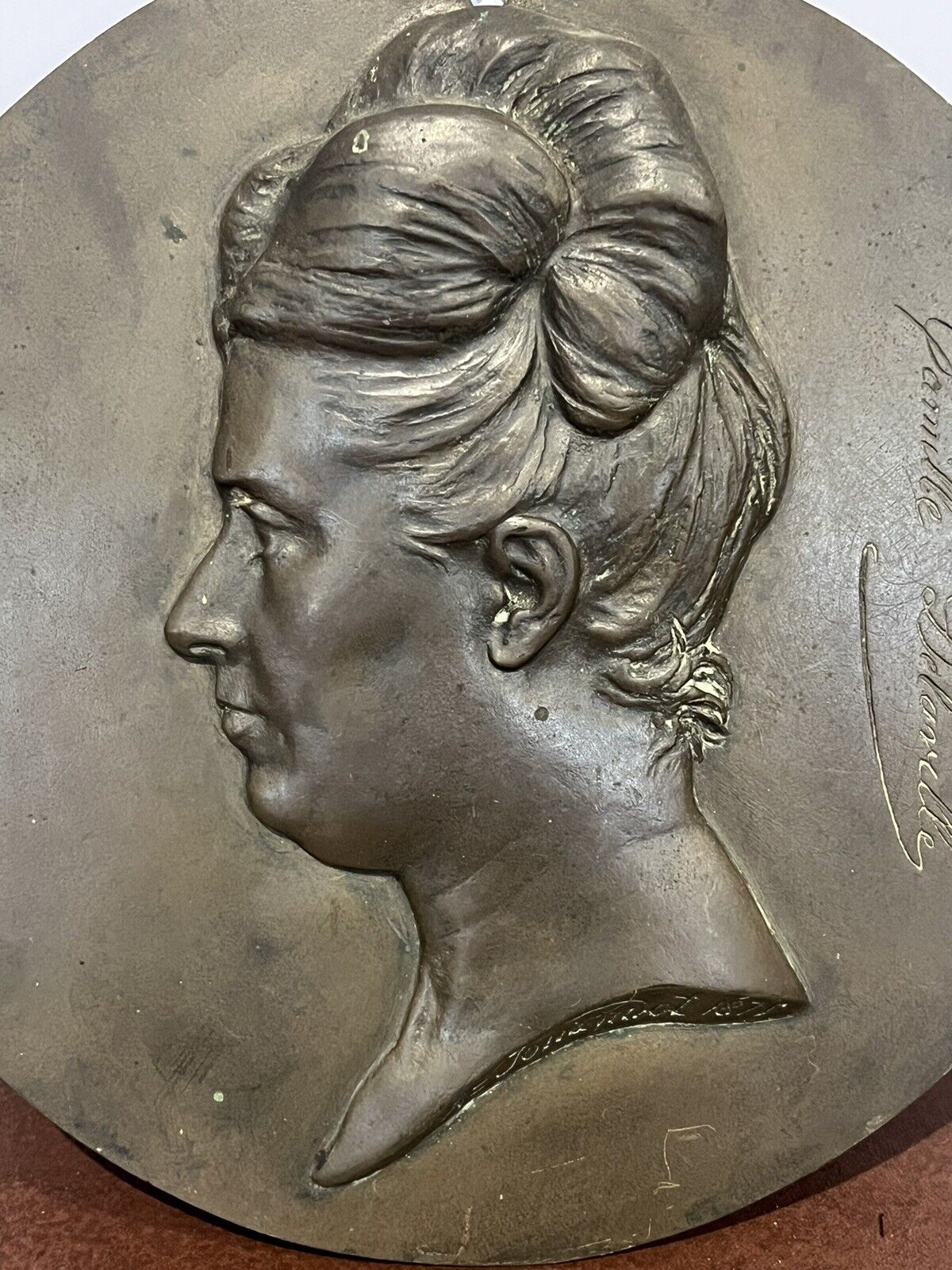 Bronze Plaque By A-Jouandot 1831-1884 Of Camille Delaville - Feminist 1838-1888.