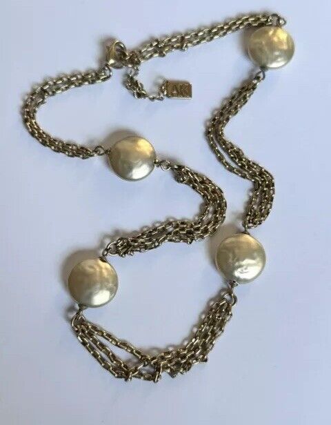 Vintage Anne Klein Gold Plated Faux Pearl Necklace