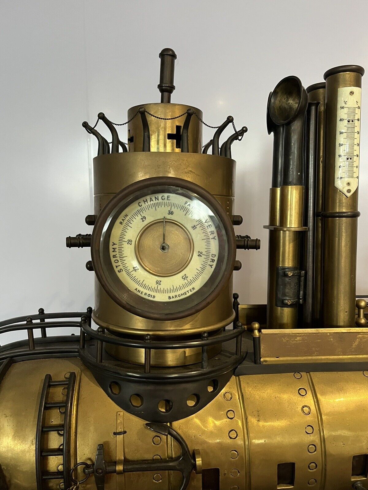 SUBMARINE novelty Brass & Metal Industrial Exhibition Clock. HUGE IN SIZE