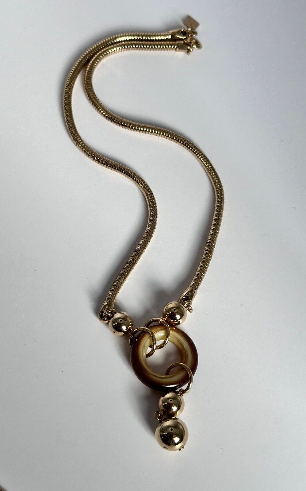 Vintage Signed Sarah Coventry Gold Tone Glass Necklace