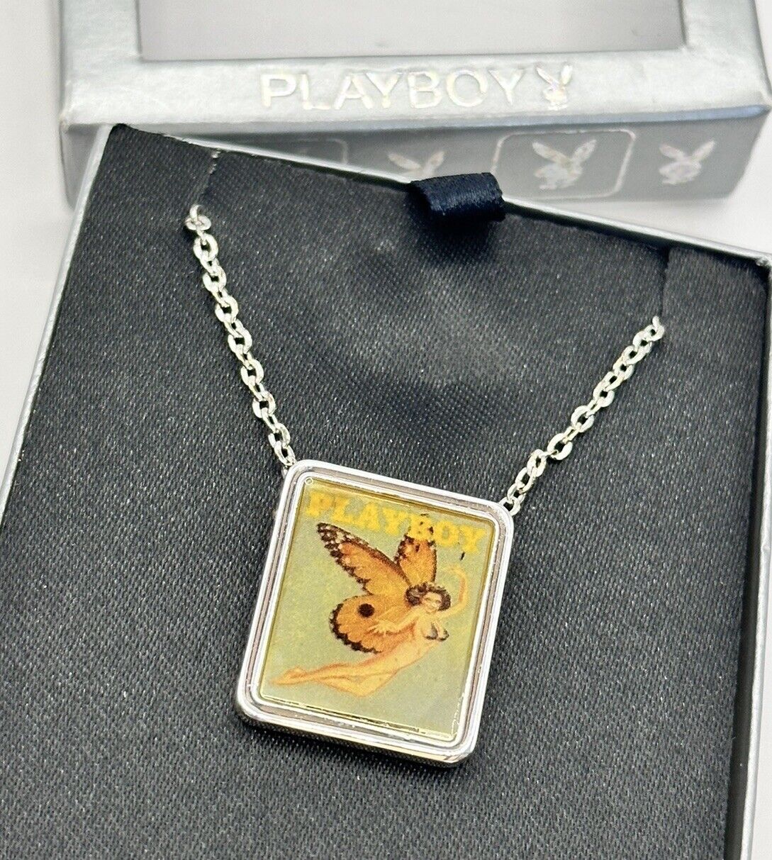 Vintage Playboy Woman Butterfly Necklace Boxed