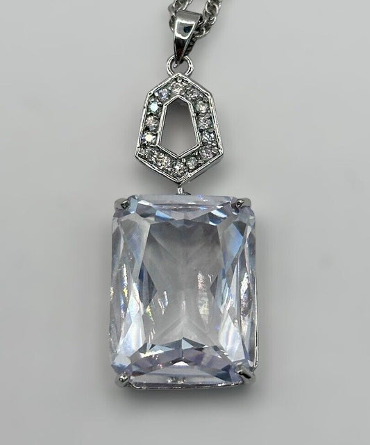 Vintage Statement Clear Crystal Drop Necklace