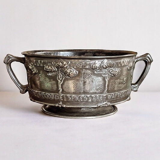 Liberty & Co Tudric Arts & Crafts 2 Handle Pewter Rose Bowl By David Veasey