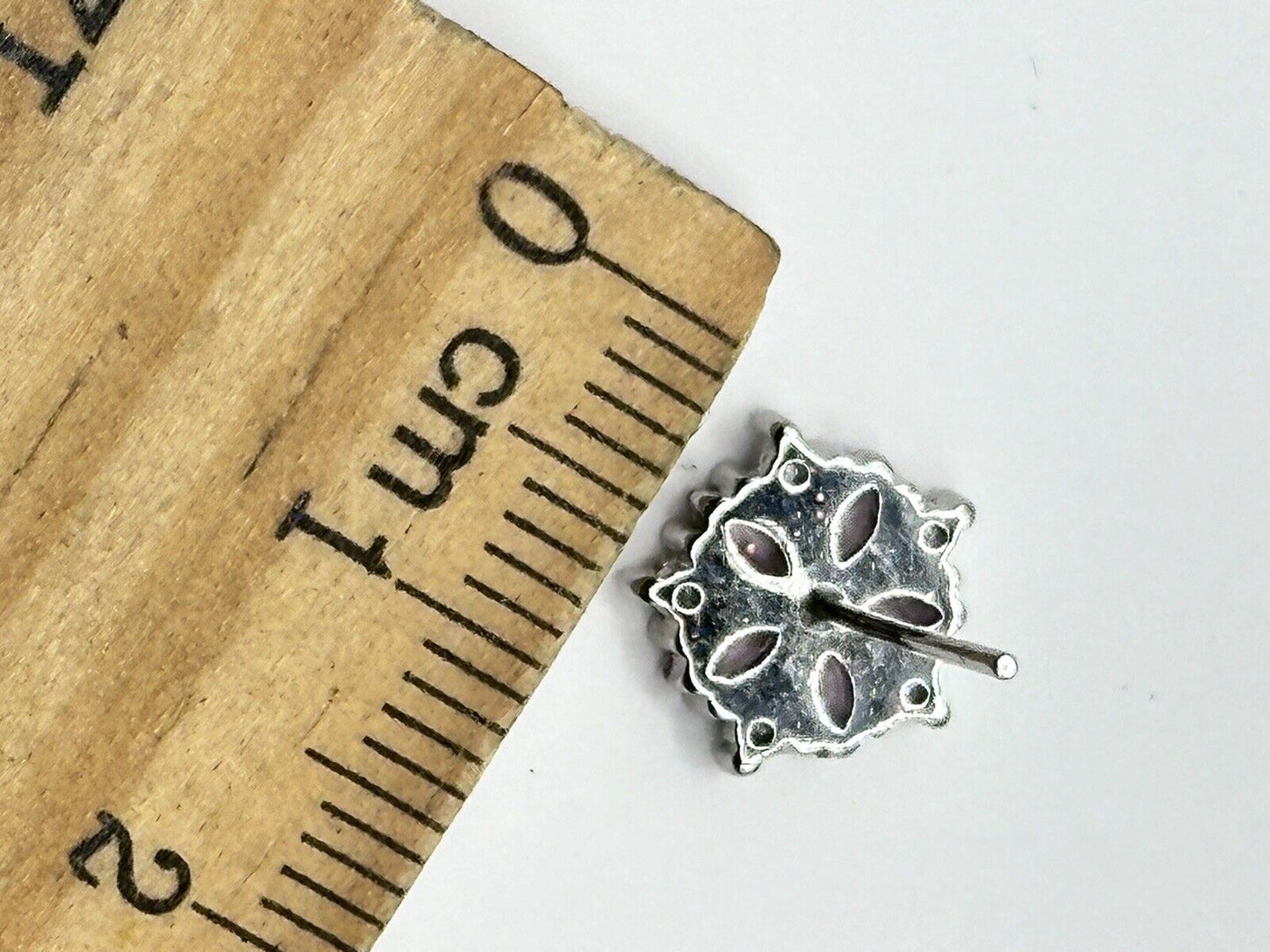 Vintage Silver 925 Pink Clear Cubic Zirconia Flower Earrings