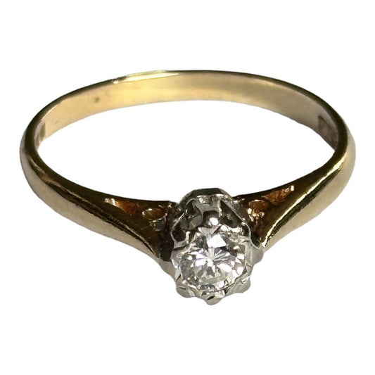Vintage 18ct Gold Solitaire 0.33ct Diamond Ring