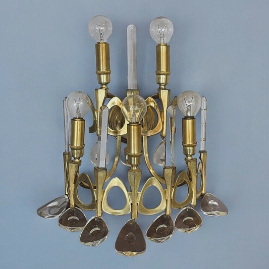 Mid Century Wall Light. Brass & Glass,  Very Stylish, Circa 1970’s