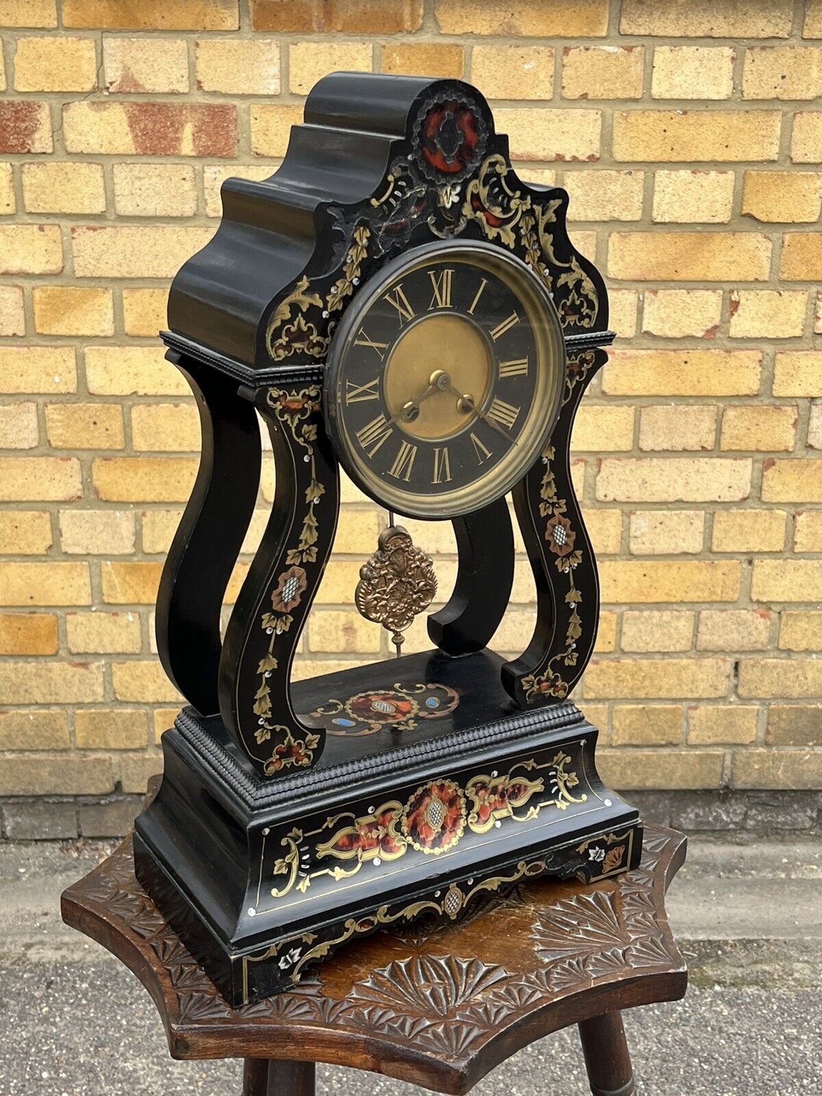 French Antique Boulle Clock. Chines On A Bell. In Working Order.