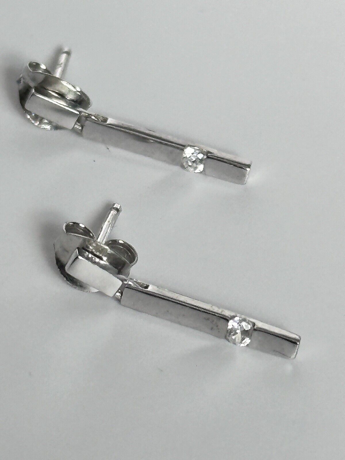 Vintage 9ct White Gold Diamond Drop Earrings