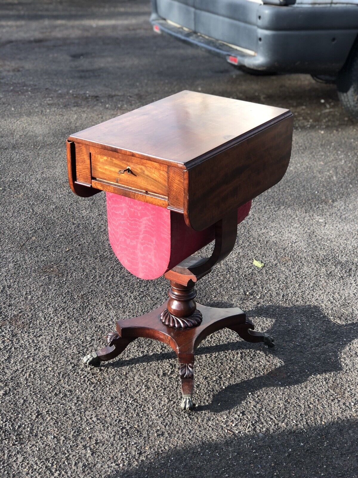 Antique Regency Mahogany Sewing Table / Workbox
