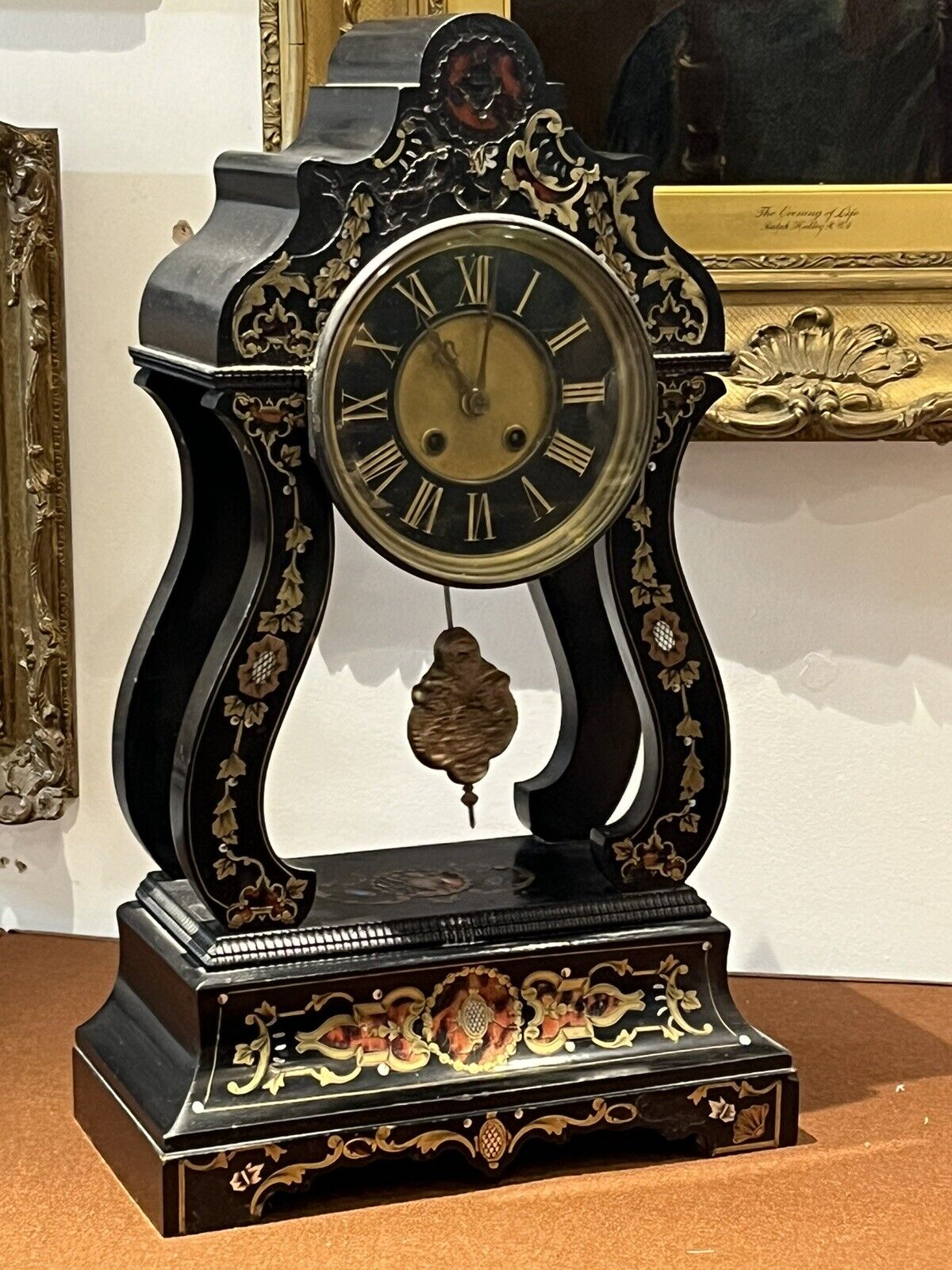 French Antique Boulle Clock. Chines On A Bell. In Working Order.