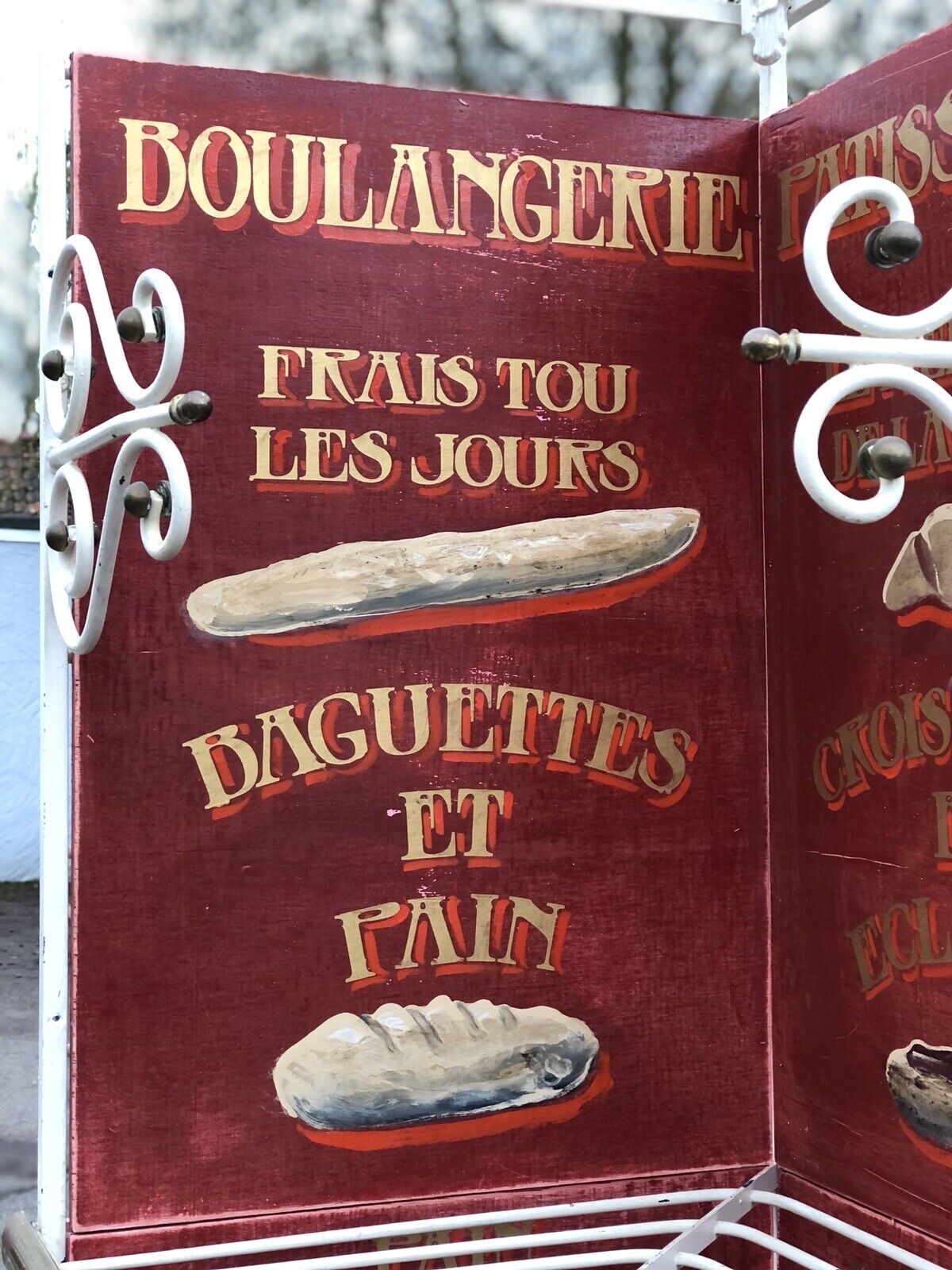 French Bakers Shelves With Hand Painted Decoration.