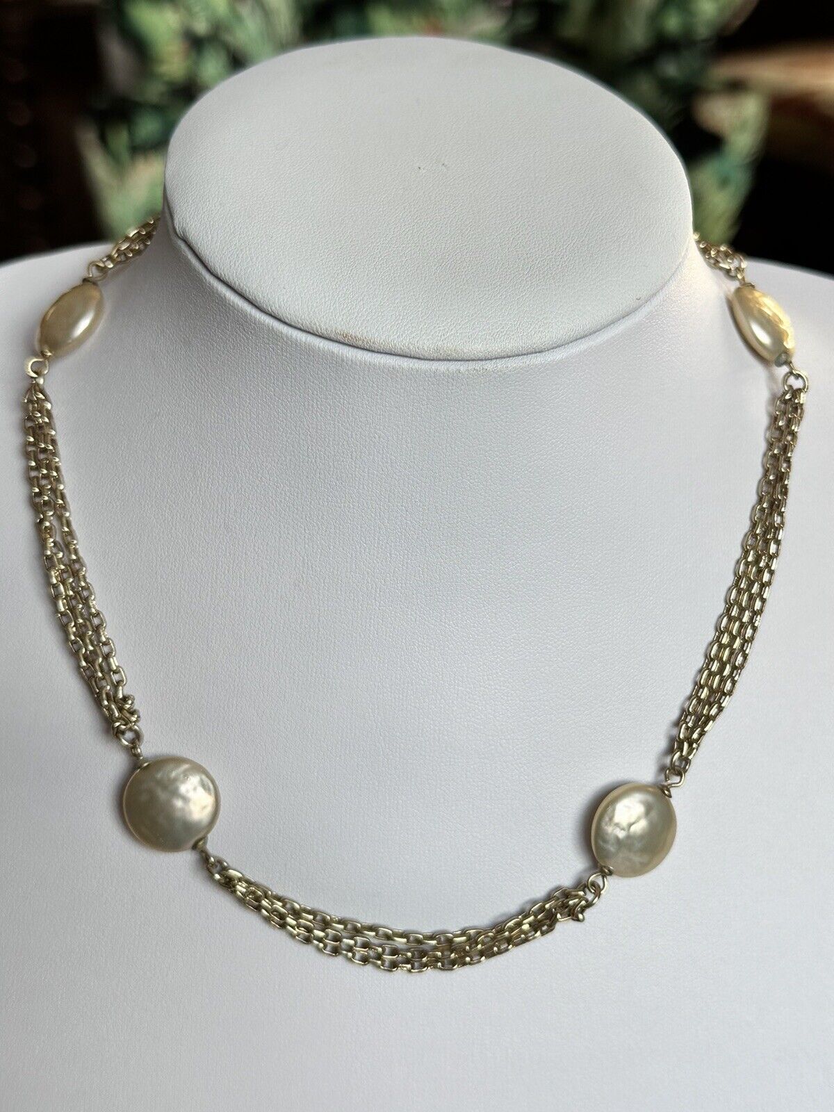 Vintage Anne Klein Gold Plated Faux Pearl Necklace