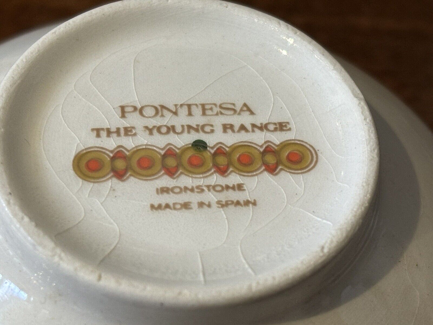 Mid Century Pontesa Young Range 4 Cups and Saucers Retro Orange Floral