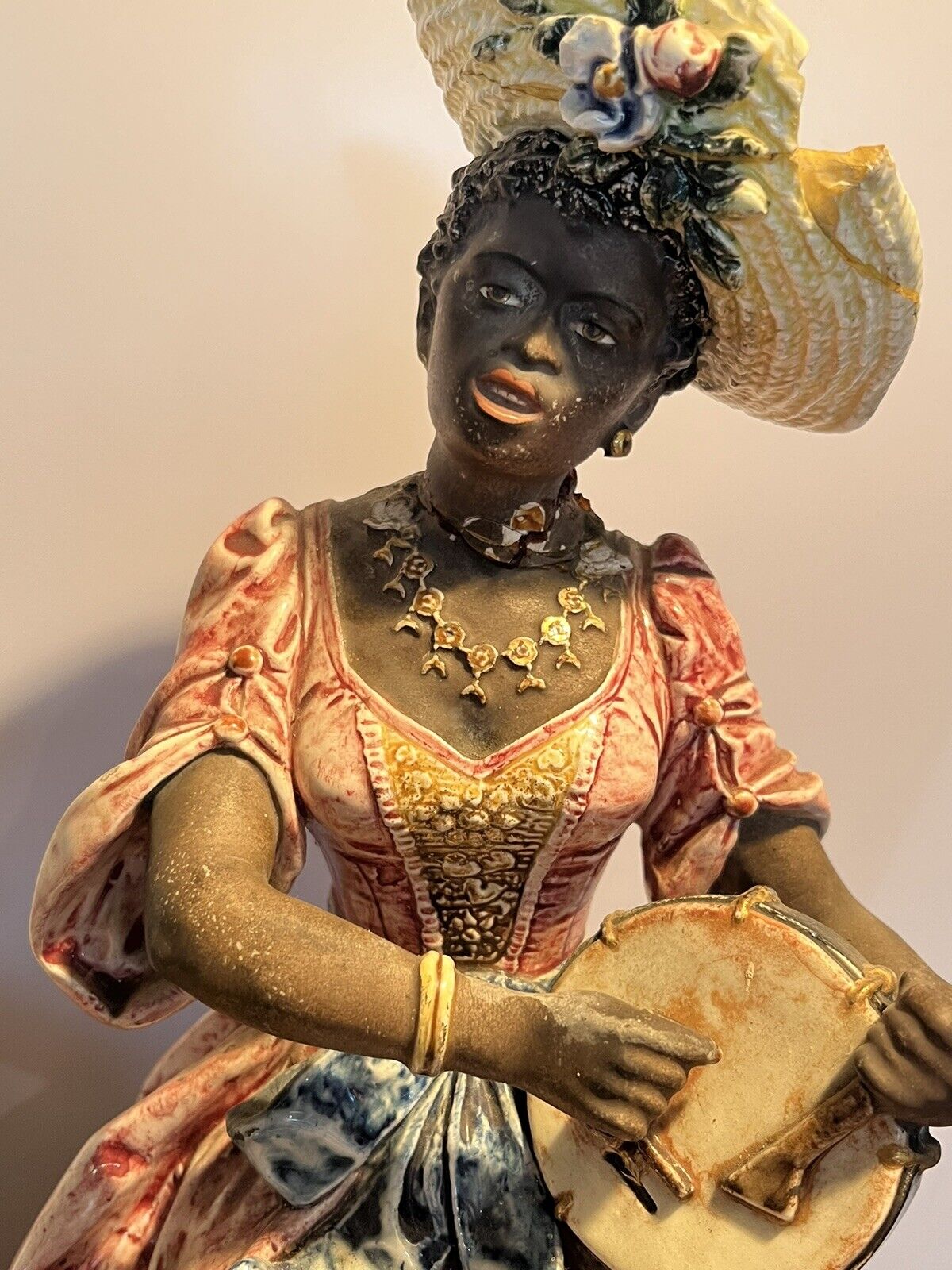 Majolica Banjo Players. Large In Size.
