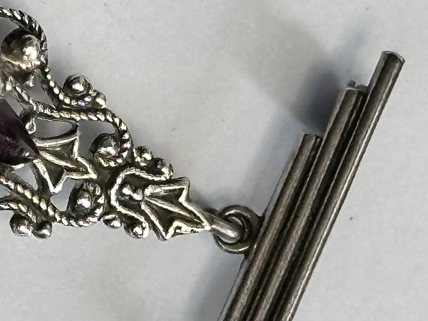 Vintage Silver Purple Teardrop Brooch
