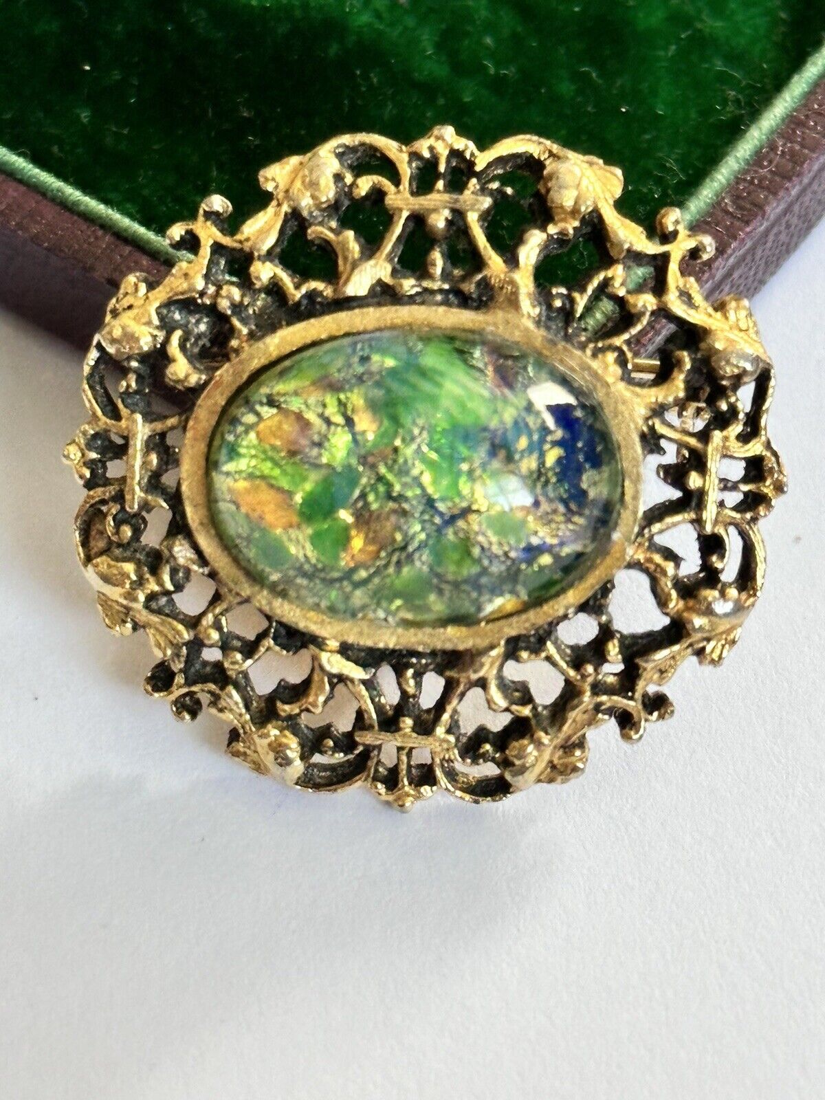 Vintage Foil Back Multicoloured Brooch
