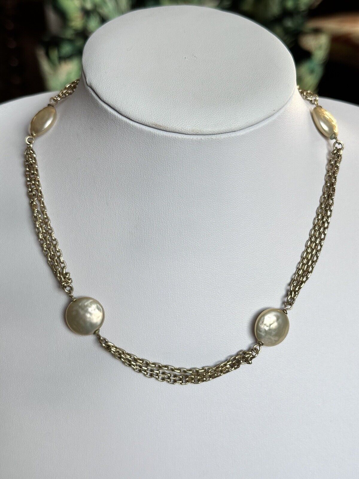 Vintage Anne Klein Gold Plated Faux Pearl Necklace