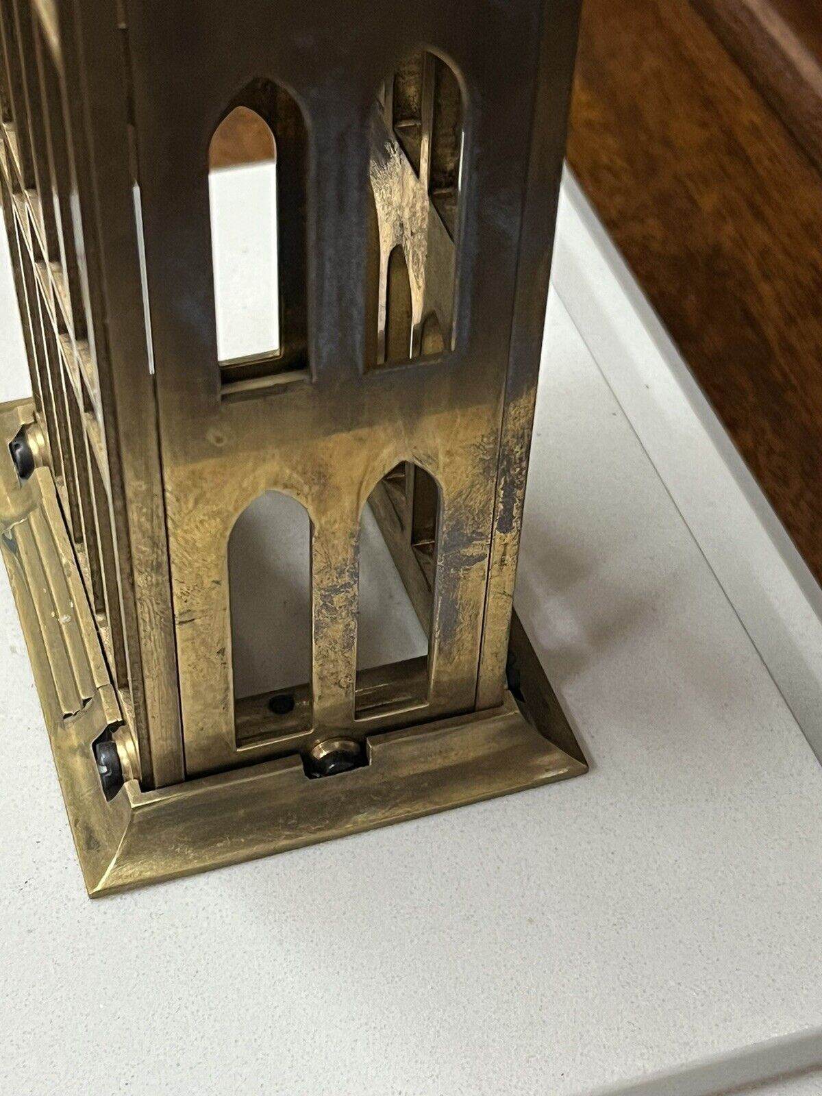 Big Ben Brass Skeleton Clock With Case And Key. LARGE IN SIZE