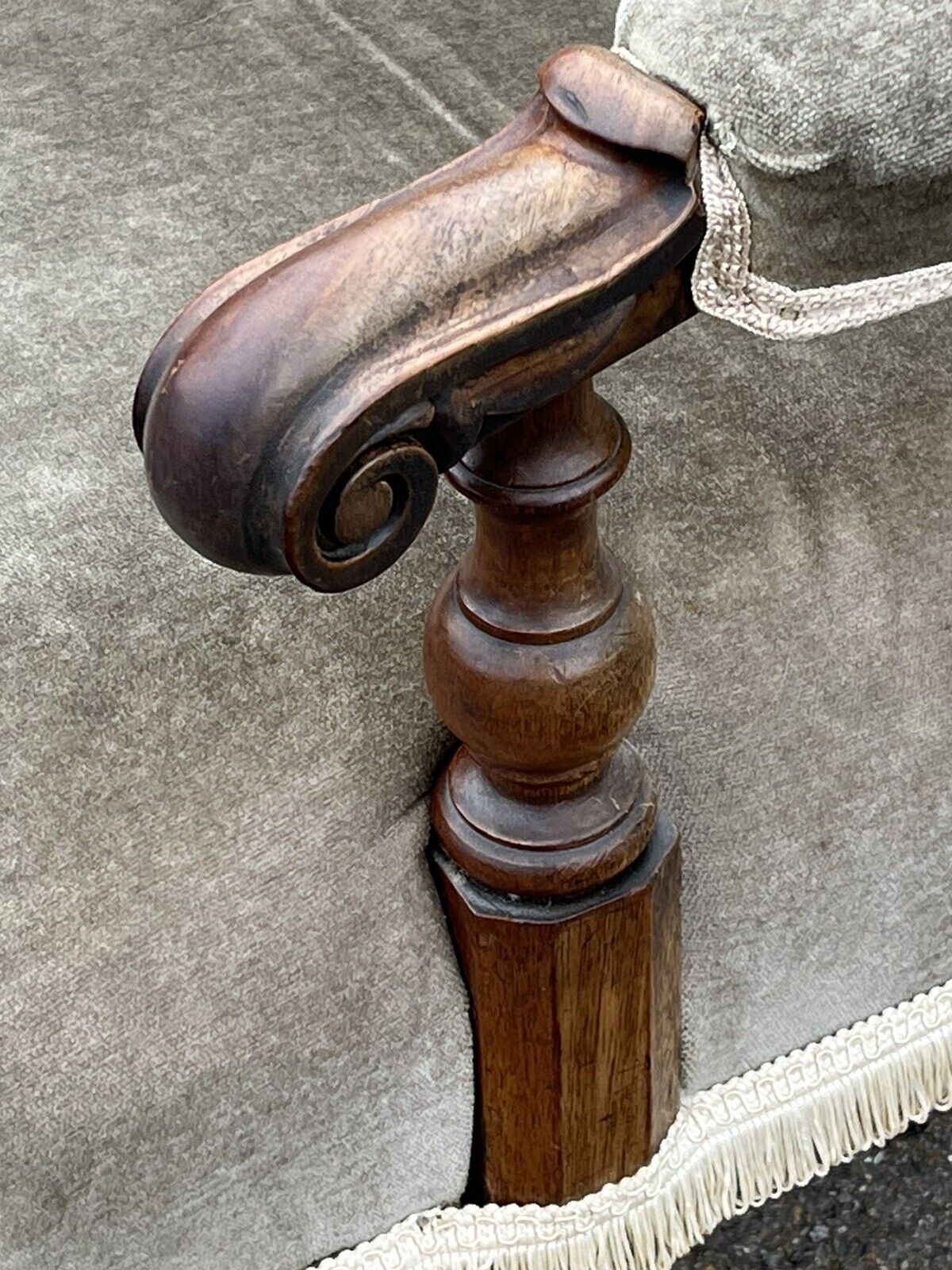 Victorian Library Armchair With Mahogany Frame, on Brass Castors.
