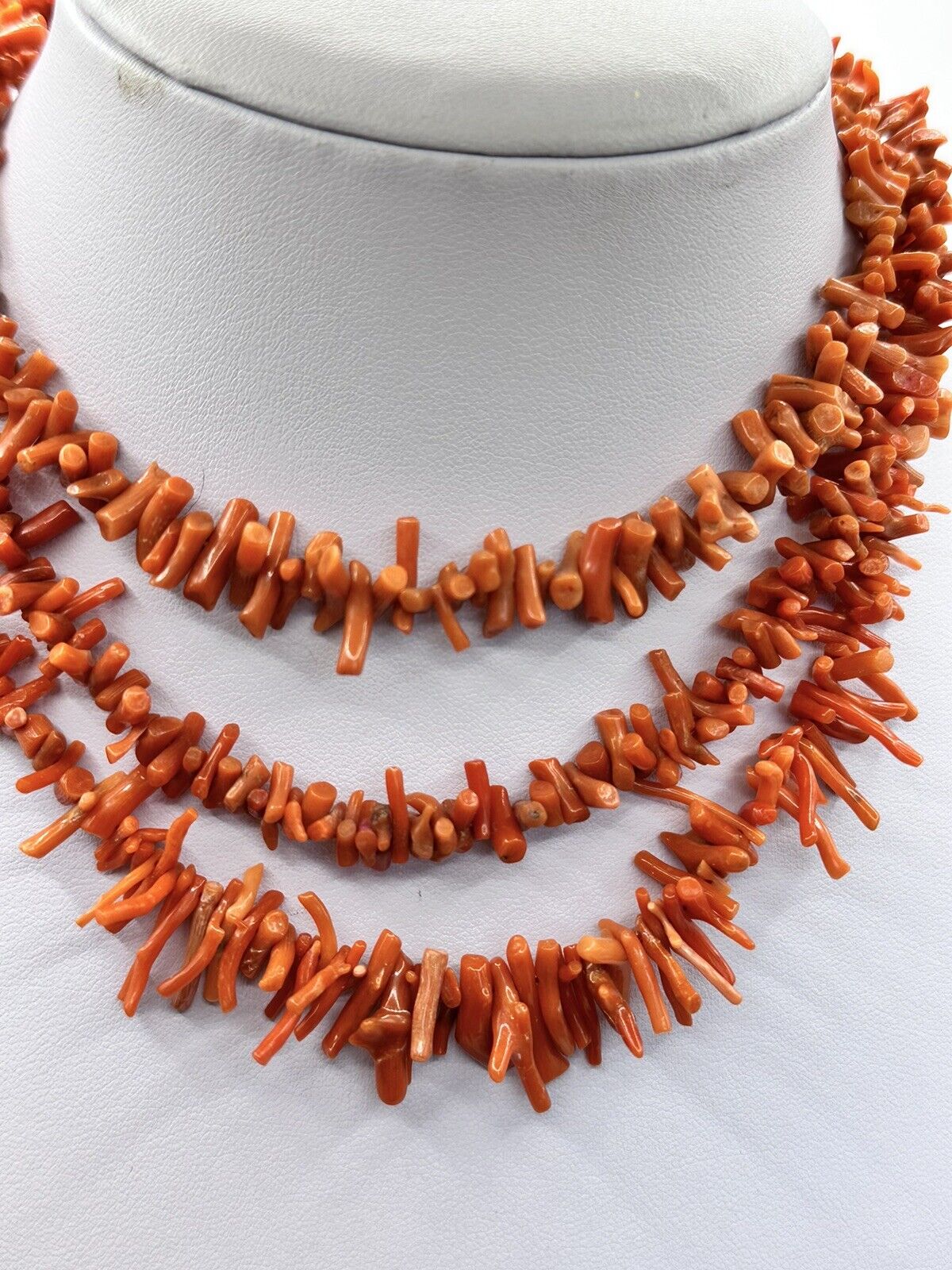 Vintage Set Of 3 Coral Strand Necklaces