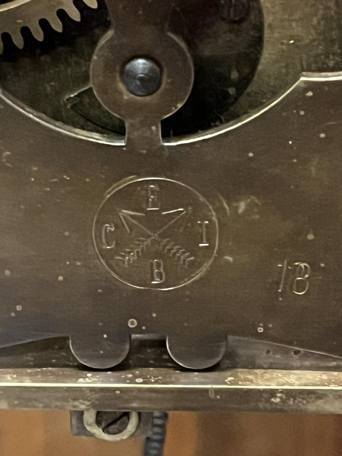 Industrial Chain Driven Skeleton Clock, Glass Done, Weight & Key. Large In Size