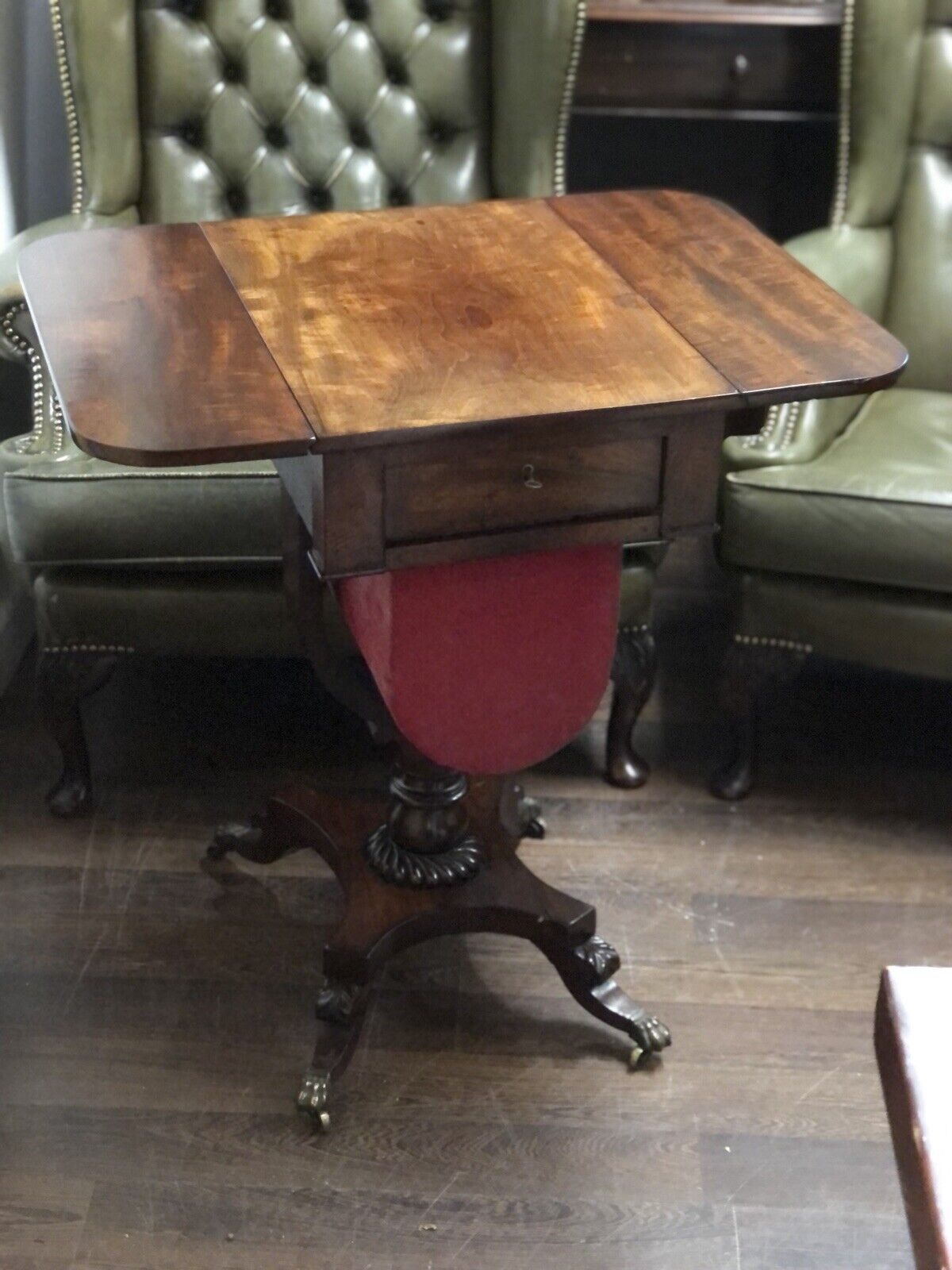 Antique Regency Mahogany Sewing Table / Workbox