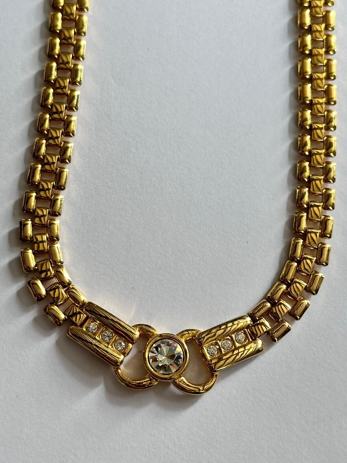 Vintage 1980s Gold Plated Diamanté Necklace