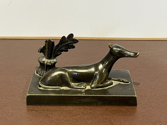 Antique Desk Paper Weight Bronze Model Of A Greyhound Or Whippet