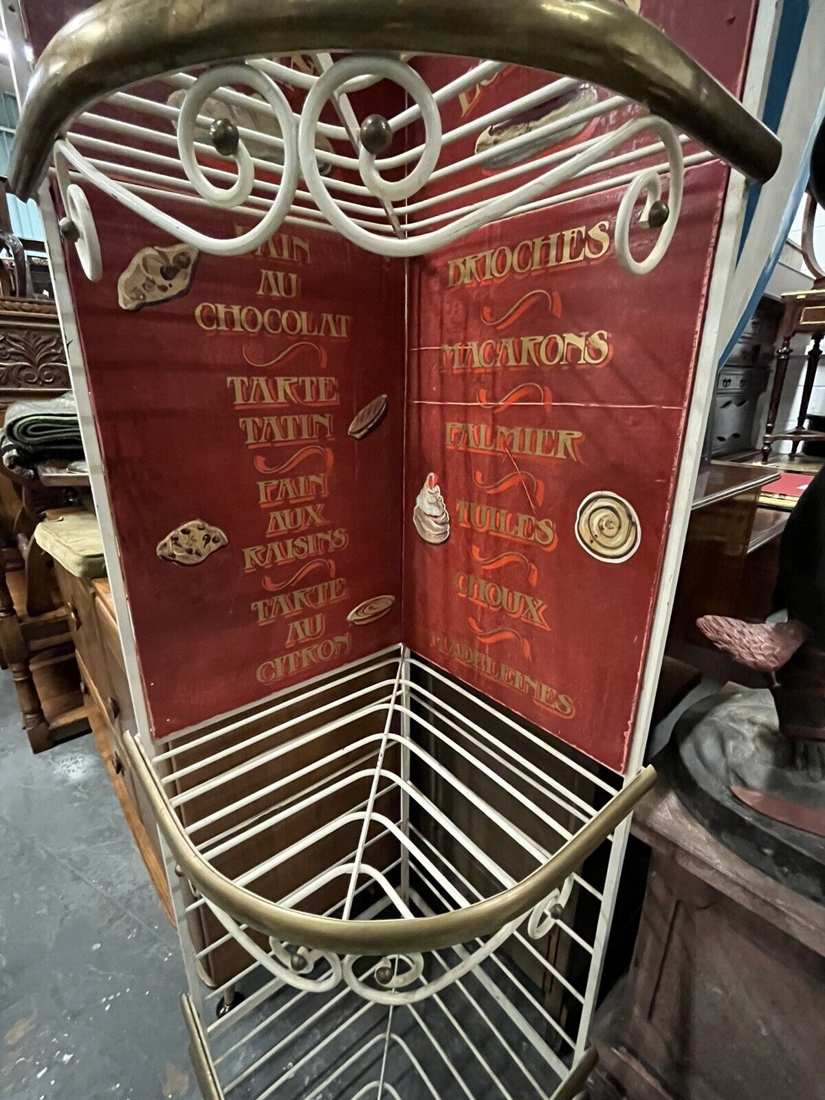 French Bakers Shelves With Hand Painted Decoration.
