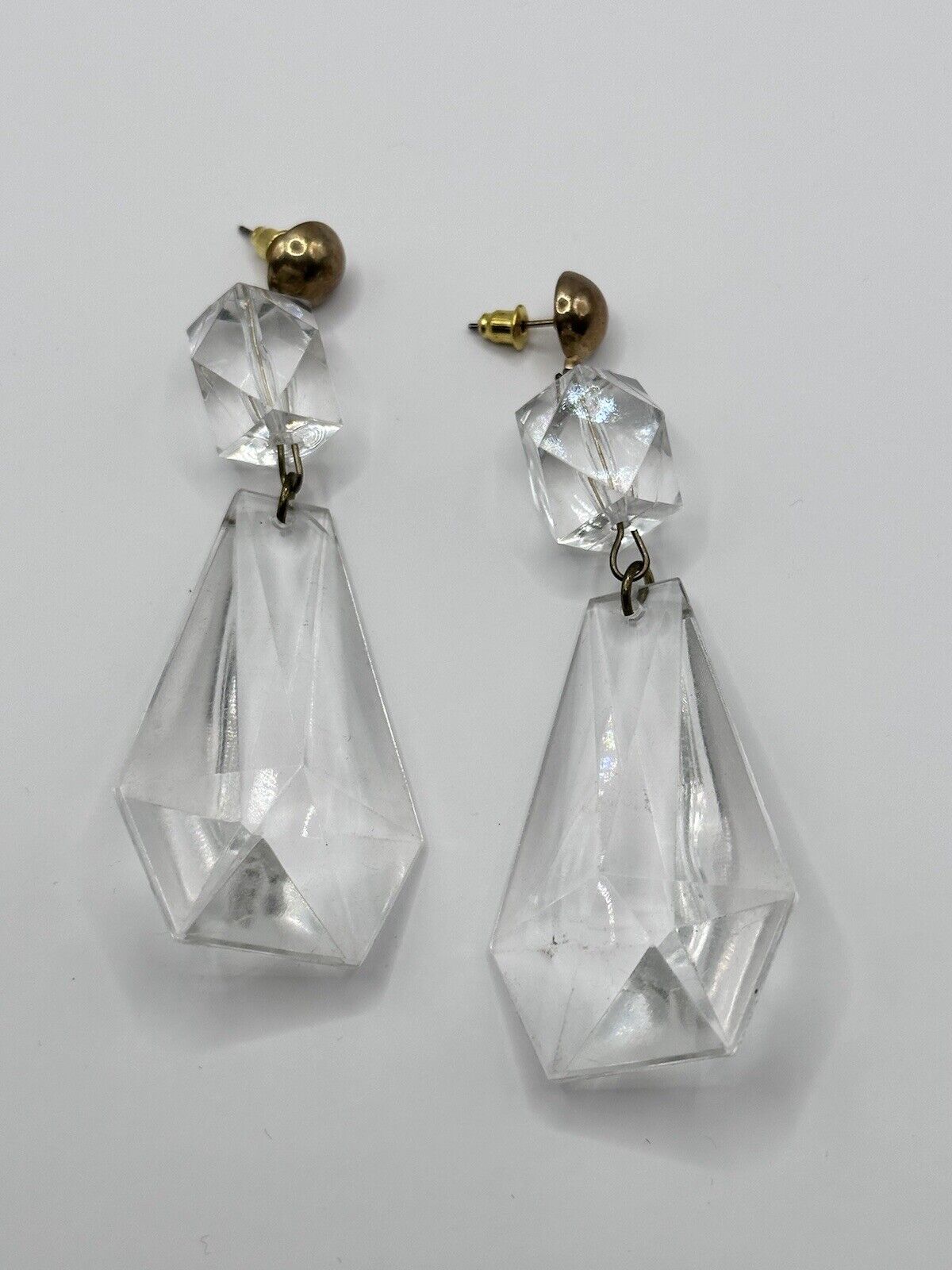 Vintage 1980s Acrylic Long Drop Statement Earrings