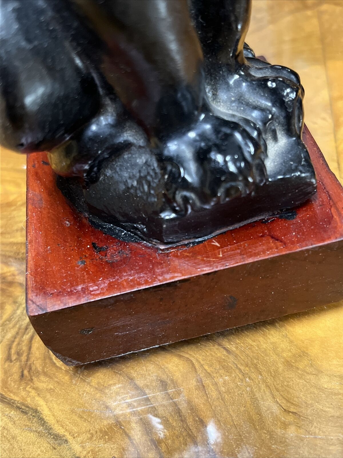 Edwardian Lion Figures On Wooden Bases