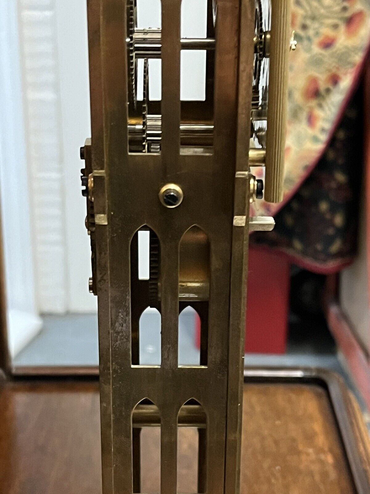 Big Ben Brass Skeleton Clock With Case And Key. LARGE IN SIZE