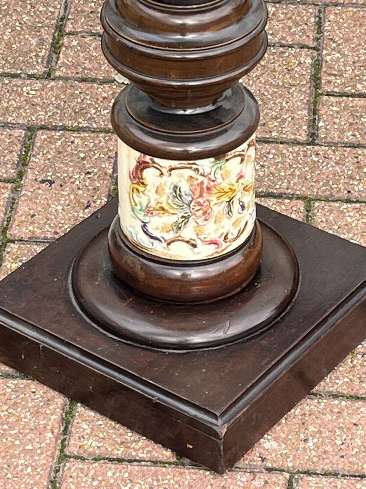 Art Nouveau stand in earthenware and ebonised wood.