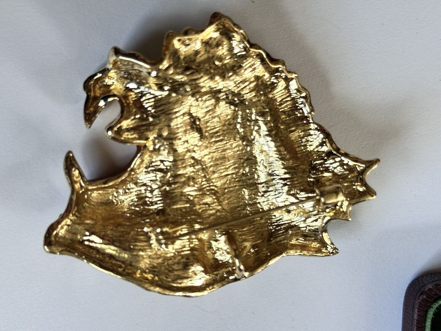 Vintage Gold Plated Tiger Enamel Diamanté Statement Brooch